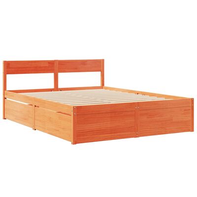 vidaXL Cama sin colchón madera maciza de pino marrón cera 160x200 cm