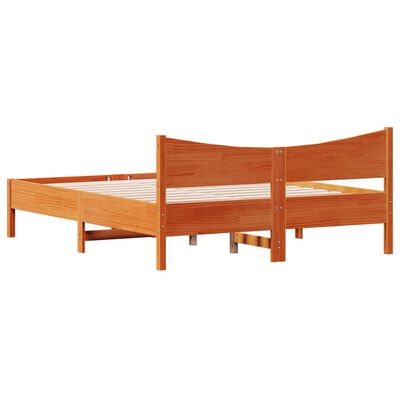 vidaXL Cama sin colchón madera maciza pino marrón cera 150x200 cm