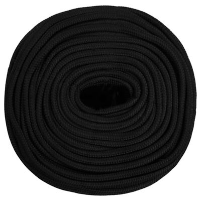 vidaXL Cuerda de trabajo poliéster negro 8 mm 25 m