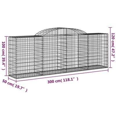 vidaXL Cestas de gaviones 20 uds forma de arco hierro 300x50x100/120cm