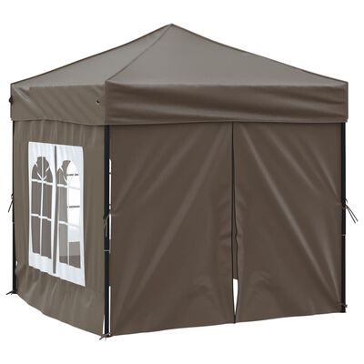 vidaXL Carpa de fiesta plegable con paredes laterales gris taupe 2x2 m