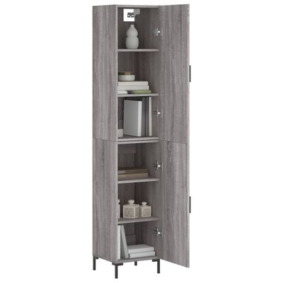 vidaXL Aparador alto madera contrachapada gris Sonoma 34,5x34x180 cm