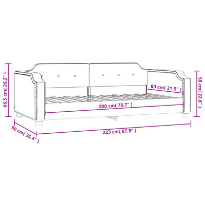 vidaXL Sofá cama sin colchón tela negro 80x200 cm