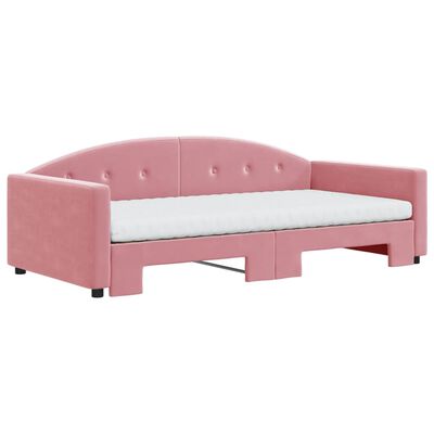 vidaXL Sofá cama nido con colchón terciopelo rosa 100x200 cm