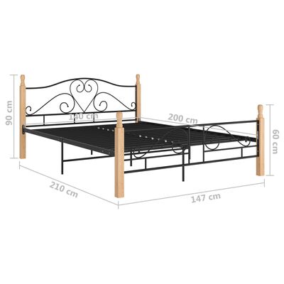 vidaXL Estructura cama con cabecero sin colchón metal negro 140x200 cm