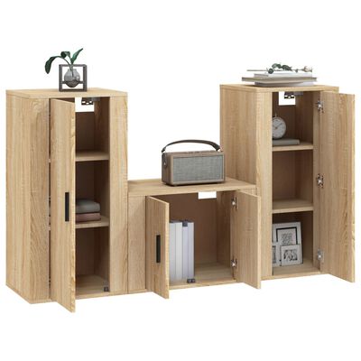 vidaXL Set de muebles para TV 3 pzas madera contrachapada roble sonoma