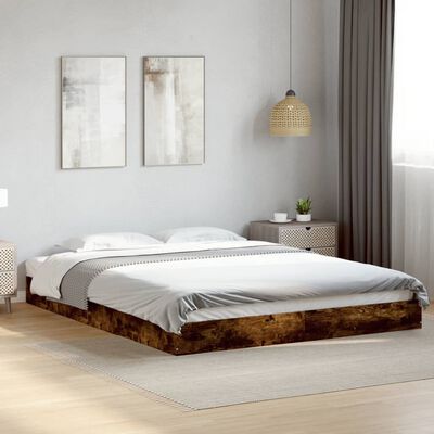 vidaXL Estructura de cama sin colchón madera roble ahumado 150x200 cm