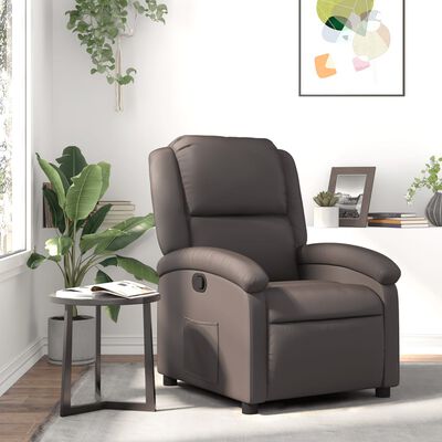 vidaXL Sillón reclinable cuero auténtico marrón oscuro