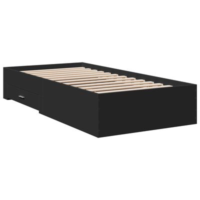 vidaXL Cama con cajones madera de ingeniería negra 75x190 cm