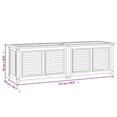 vidaXL Caja de almacenaje de jardín con bolsa teca maciza 175x50x53 cm