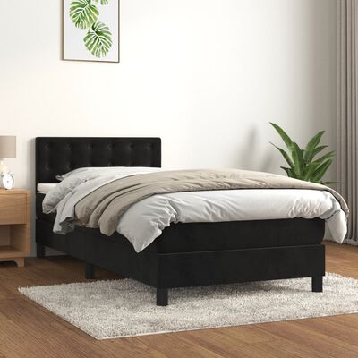 vidaXL Cama box spring con colchón cuero sintético negro 90x190 cm