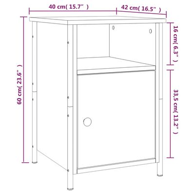 vidaXL Mesitas de noche 2 uds contrachapada roble marrón 40x42x60 cm