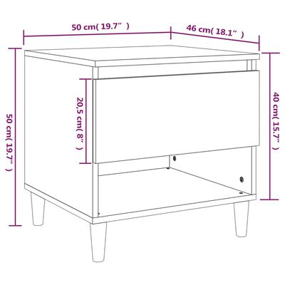 vidaXL Mesita de noche madera contrachapada gris Sonoma 50x46x50 cm