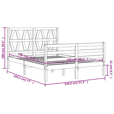 vidaXL Estructura de cama con cabecero madera maciza blanco 140x190 cm