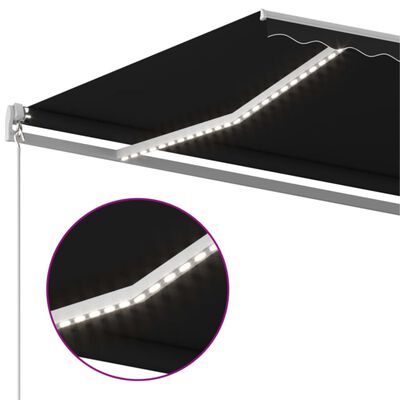 vidaXL Toldo retráctil manual con LED gris antracita 500x350 cm