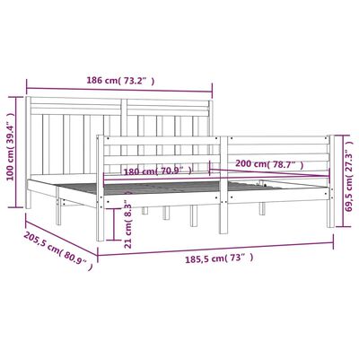 vidaXL Estructura de cama madera maciza 180x200 cm