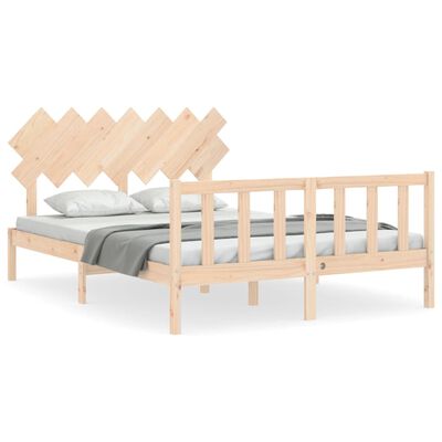 vidaXL Estructura de cama con cabecero madera maciza 140x200 cm