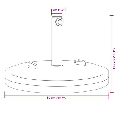 vidaXL Base de sombrilla redonda con asas para palo Ø38/48 mm 25 kg