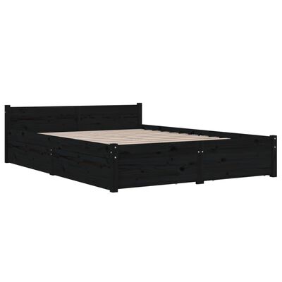 vidaXL Estructura de cama con cajones negro 140x200 cm