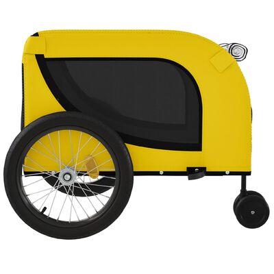 vidaXL Remolque bicicleta mascotas hierro tela Oxford amarillo negro