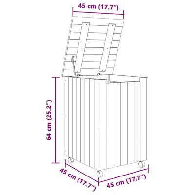 vidaXL Cesta ropa sucia con ruedas RANA madera pino blanca 45x45x64 cm