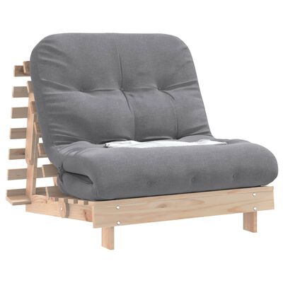 vidaXL Futón sofá cama con colchón madera maciza de pino 90x206x11 cm