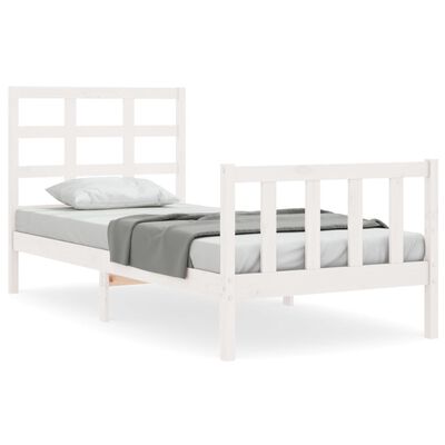 vidaXL Estructura de cama con cabecero madera maciza blanco 90x200 cm