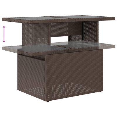 vidaXL Mesa de jardín superficie vidrio ratán PE marrón 100x55x73 cm