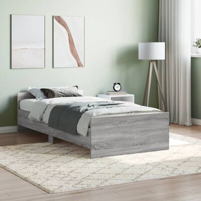 vidaXL Estructura de cama madera de ingeniería gris Sonoma 100x200 cm