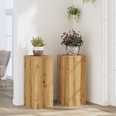 vidaXL Soportes de plantas 2 uds madera roble artisian 30x30x70 cm