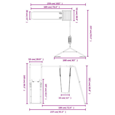 vidaXL Parque infantil de exterior madera de pino impregnada