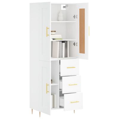 vidaXL Aparador alto madera contrachapada blanco 69,5x34x180 cm