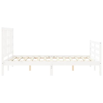 vidaXL Estructura de cama con cabecero madera maciza blanco 140x200 cm