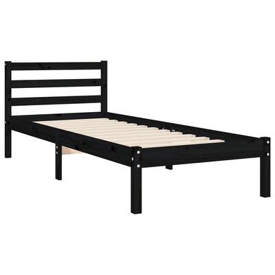 vidaXL Estructura de cama con cabecero madera maciza negro 100x200 cm