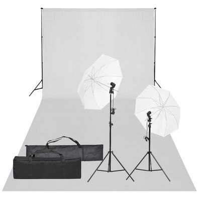 vidaXL Kit de estudio fotográfico con set de luces y fondo