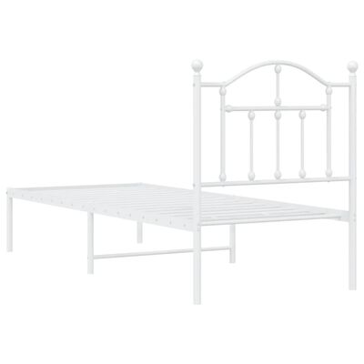 vidaXL Estructura de cama de metal con cabecero blanco 75x190 cm