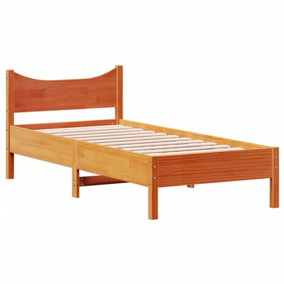 vidaXL Cama sin colchón madera maciza de pino marrón cera 100x200 cm