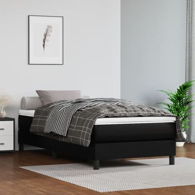 vidaXL Cama box spring con colchón cuero sintético negro 80x200 cm