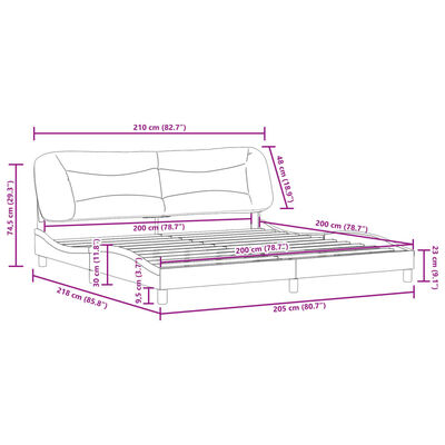 vidaXL Estructura cama sin colchón cuero sintético capuchino 200x200cm