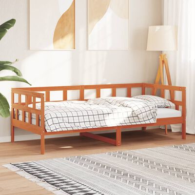 vidaXL Sofá cama de madera maciza de pino marrón cera 80x200 cm