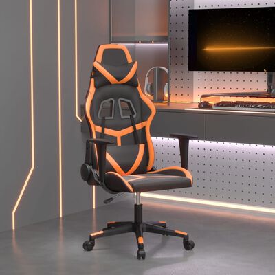 vidaXL Silla gaming cuero sintético negro y naranja