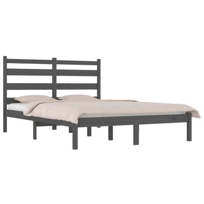 vidaXL Estructura de cama de madera maciza de pino gris 200x200 cm