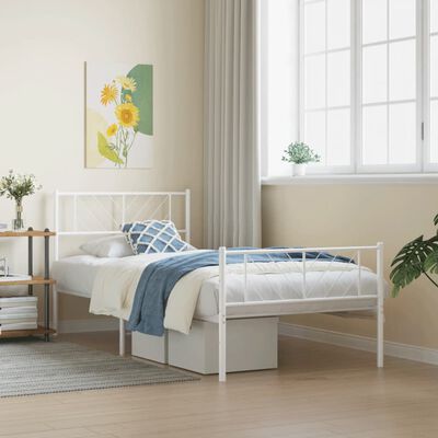 vidaXL Estructura cama sin colchón con estribo metal blanco 75x190 cm