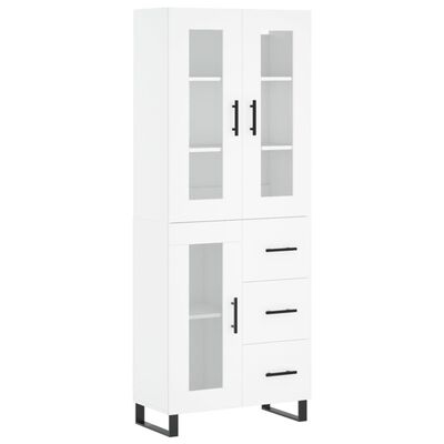 vidaXL Aparador alto madera contrachapada blanco 69,5x34x180 cm