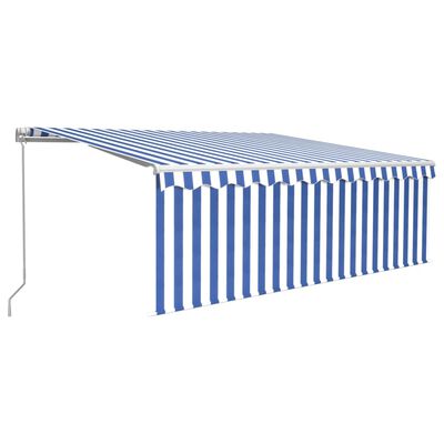 vidaXL Toldo retráctil manual con persiana y LED azul y blanco 4,5x3 m