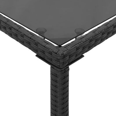 vidaXL Mesa de jardín superficie de vidrio ratán PE negro 115x54x74 cm