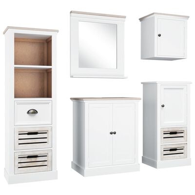 vidaXL Juego de muebles de baño 5 piezas madera maciza blanco