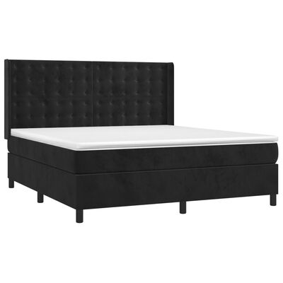 vidaXL Cama box spring colchón y LED terciopelo negro 160x200 cm