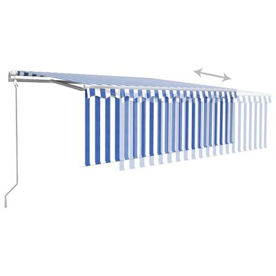 vidaXL Toldo automático retráctil con persiana azul y blanco 4,5x3 m