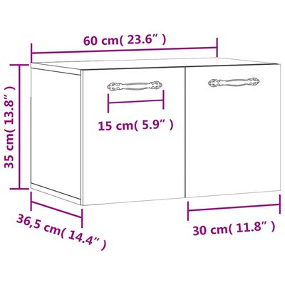 vidaXL Armario de pared madera ingeniería roble ahumado 60x36,5x35 cm